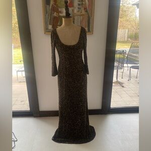 THEIA | Elegant Brown Sequin Evening Gown